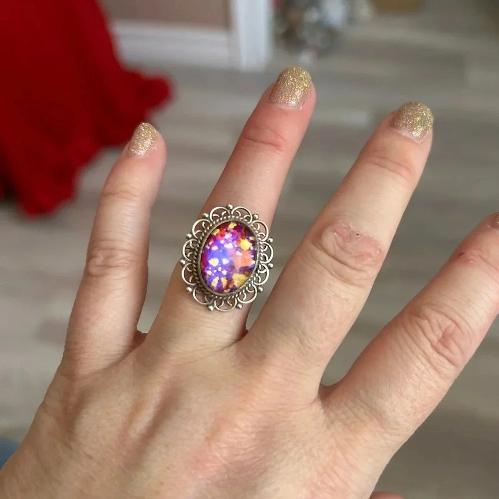 Sterling silver pink woman ring size 4 3/4 💜